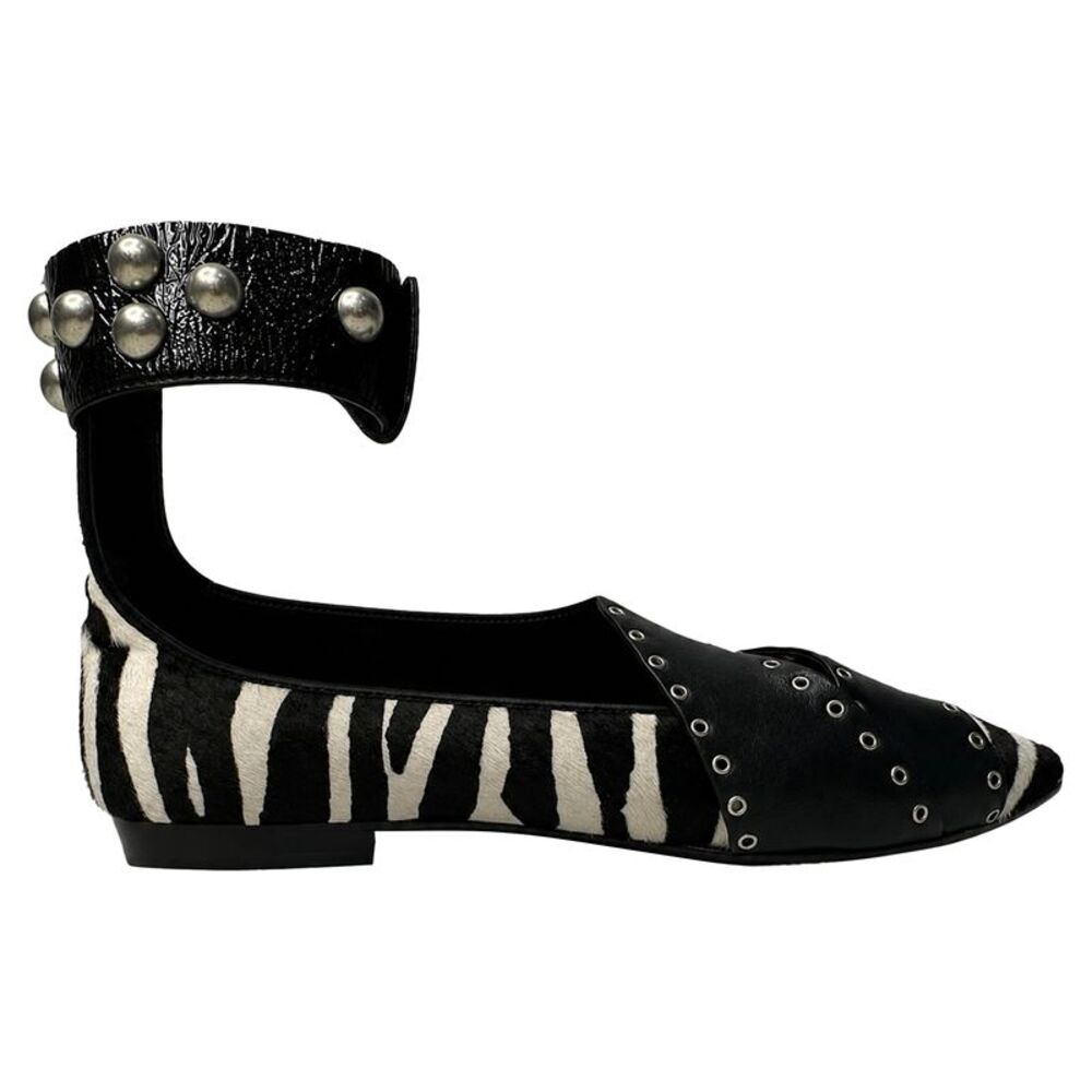 Isabel Marant Zebra Print Linzy Eyelet Pointed Toe Flats in Animal Print